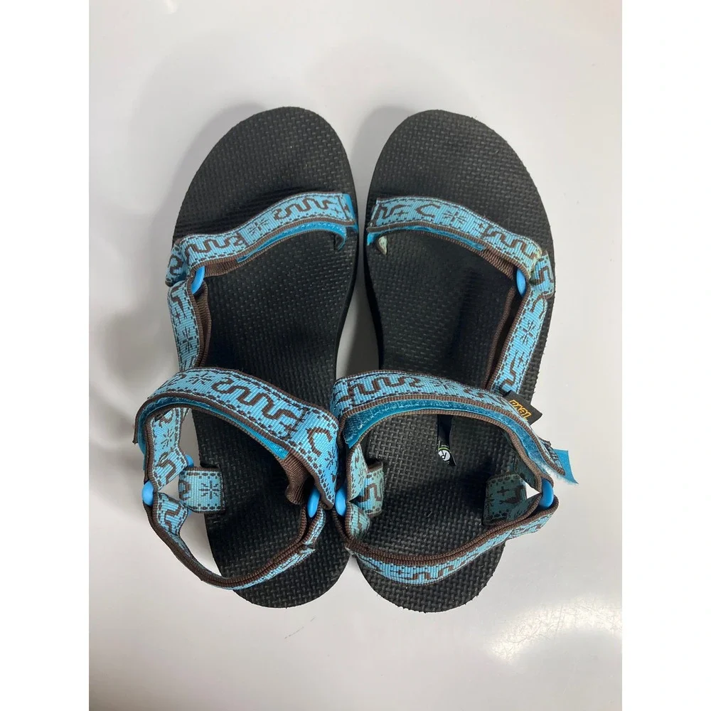 Teva Flatform Universal Sandals Women 9 Blue Good Platform snake Pattern Strappy